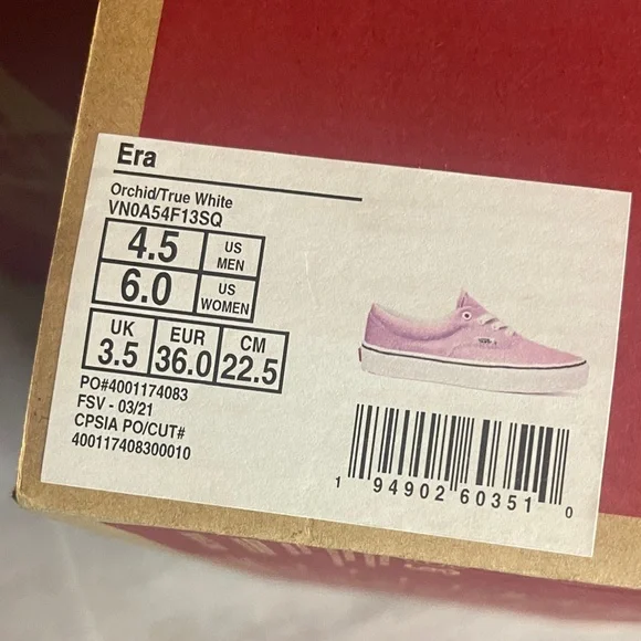 Vans -Orchid/True White Women's Sneakers- New w Box SZ 6 - Picture 2 of 7